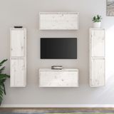 Maison Exclusive - Meuble TV, 6 pièces, blanc, pin massif