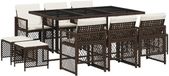 vidaXL 11-delige tuinset met kussens, polyrattan, bruin