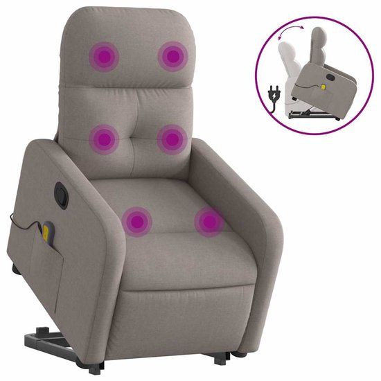 vidaXL Sta-op-massagestoel verstelbaar stof taupe