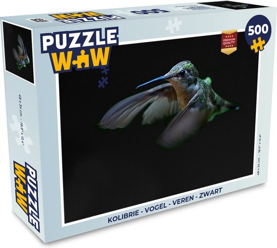 MuchoWow Puzzel Kolibrie - Vogel - Veren - Zwart - Legpuzzel - Puzzel 500 stukjes