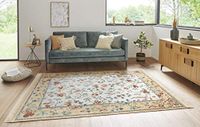 Nouristan Naveh Orient woonkamertapijt, laagpolig, met franjes, vintage, oosters fluwelen tapijt voor eetkamer, woonkamer, slaapkamer, corduroy, 135 x 195 cm, rayon