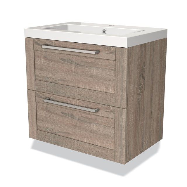 Maxaro Badkamermeubel 70cm Modulo Eiken 2 Lades Mineraalmarmer