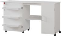 Vicco Carmen Naaitafel – 148 x 75 cm met 3 legplanken en kast Wit