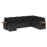 vidaXL 9-delige Loungeset met kussens, poly rattan, zwart