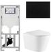 QeramiQ Dely Toiletset - 36.3x51.7cm - diepspoel - rimless - Geberit UP320 inbouwreservoir - met Burda frame - softclose toiletzitting - mat zwarte bedieningsplaat - ronde knoppen - glans wit