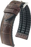 HIRSCH PAUL L BROWN CALF-21mm Horlogeband Leer Rubber Mannen Bruin Zwart