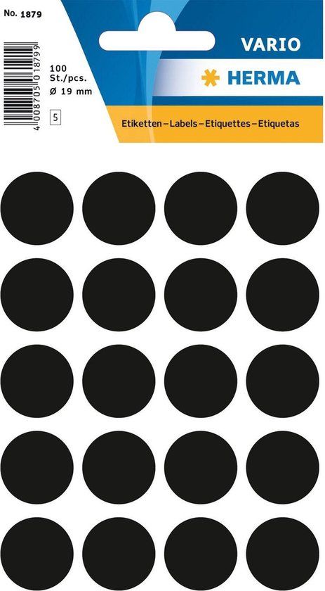 HERMA 1879 VARIO UNIVERSELE ETIK. Ø19 ZWART