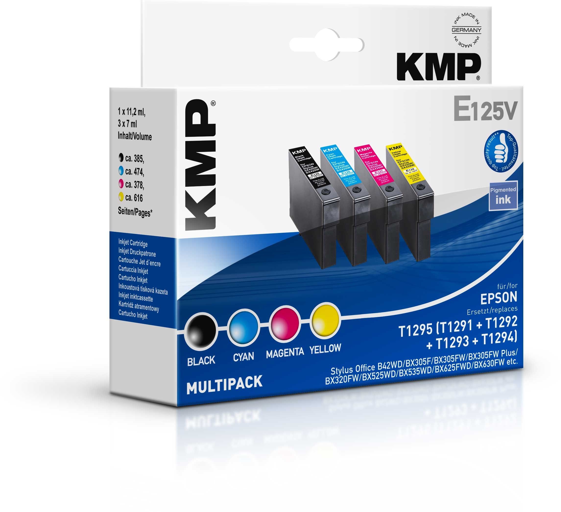 KMP E125V - Inktcartridge - Zwart, Geel - 4 stuks