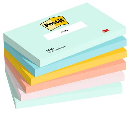 Post-it Notes - 76 x 127 mm - Beachside Colour Collection - 6 Pads of 100 Sheets