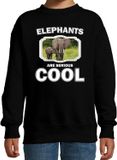 Bellatio Decorations Bol Dieren olifant met kalf sweater zwart kinderen - elephants are serious cool trui - cadeau olifant/ olifanten liefhebber - kinderkleding / kleding 170/176