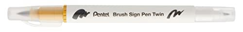 Pentel Penseel Sign Pen Twin Tip Goud Oker - Pack van 10