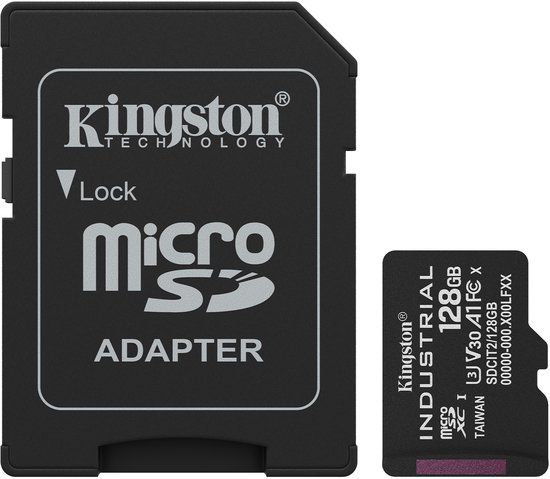 Kingston Technology 128GB microSDXC Industrial C10 A1 pSLC-kaart + SD-adapter
