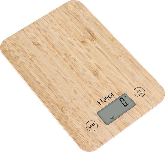 Haepi - Elektronische keukenweegschaal - Bamboe - 5000g - 15 jaar garantie