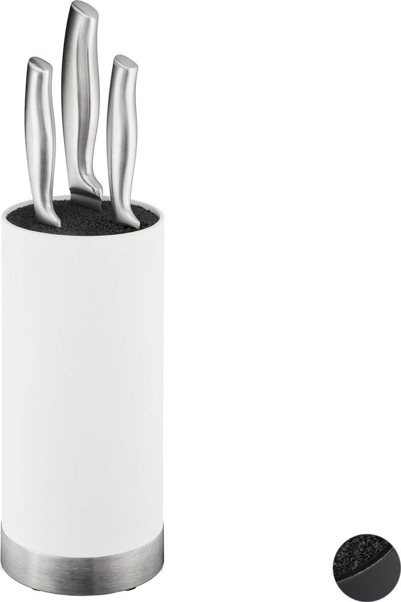 Relaxdays Messenblok Rond - Messenhouder - Messen Organizer - Zonder Messen - Wit