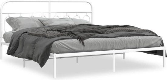 vidaXL Bedframe met Hoofdbord Metaal Wit 183x213 cm