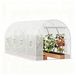Serre Cadre métallique PE-netfolie résistant aux UV 445 x 194 x 192 cm 8 fenêtres Grande porte zippée Transparent