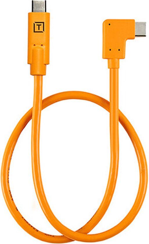 Tether Tools TetherPro USB-C to Right Angle USB-C Pigtail Cable (20" (50cm) High-Visibility Orange) - 4.60 m