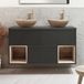 Hudson Reed Meuble sous lavabo suspendu - Gris noir - Avec vasques ovale beige - Design moderne - 120 cm - Sans LED - Hoxton