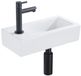 QeramiQ Fuente fonteinset – 37.5x18.5x9 cm – keramiek wit glans – kraangat links – mat zwarte kraan