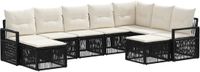 vidaXL - Tuinbank - Set - 9 - st - Zwart - poly - rattan