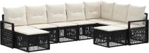 vidaXL - Banc de jardin - Set - 9 - pce - Noir - poly - rotin