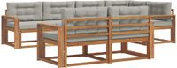 vidaXL Hoek loungeset 7-zits Naturel en lichtgrijs Acacia hout