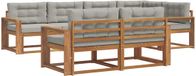 vidaXL Hoek loungeset 7-zits Naturel en lichtgrijs Acacia hout