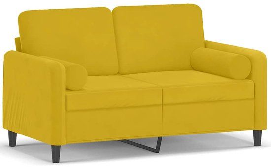 vidaXL Tweezitsbank met sierkussens 120 cm fluweel geel