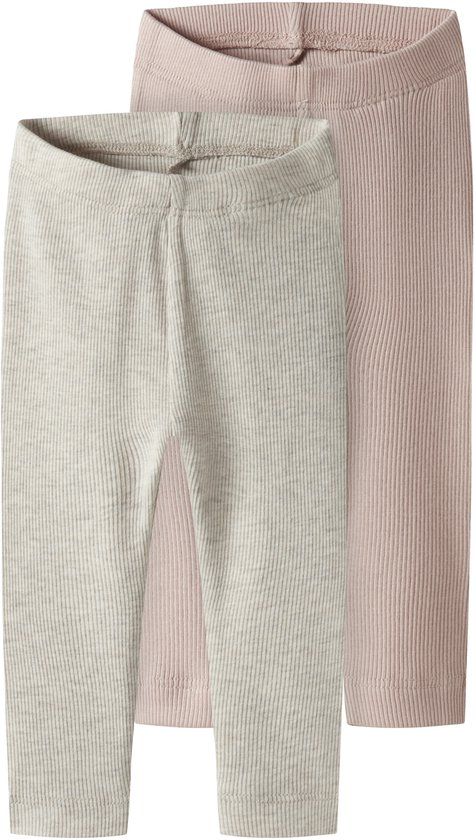NAME IT NBNKAB 2P LEGGING NOOS Baby Leggings Unisex Peyote Melange Gestreept (Set van 2) Maat 86