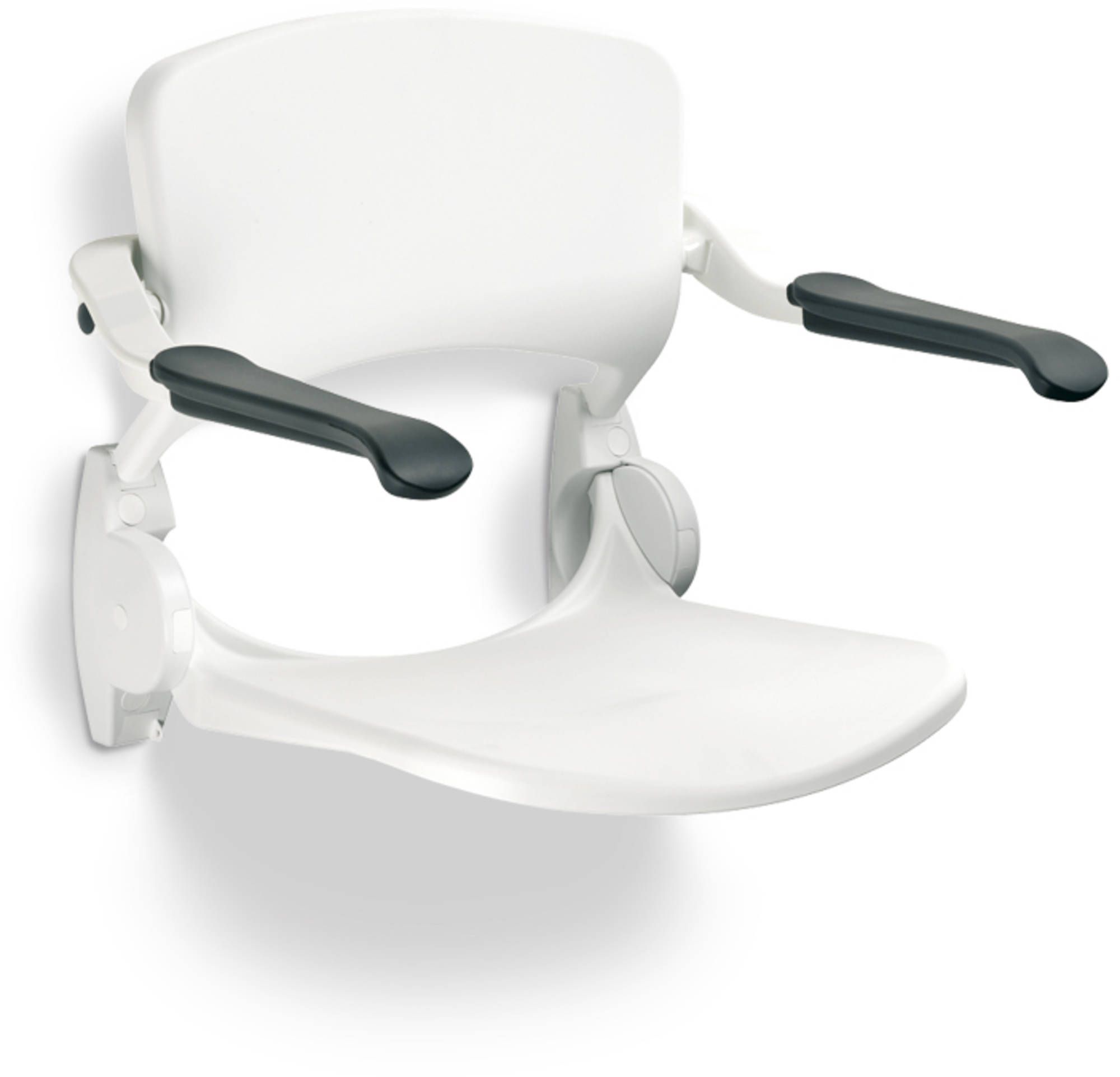 Handicare Linido Douchezitting met Armleggers en Rugleuning - Opklapbaar - RVS - Kunststof Zitting - Wit