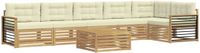vidaXL Hoek loungeset 6 zitplaatsen Wit en crème Acacia hout