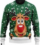 JAP Christmas Kersttrui XL - Groen - Unisex - Gerecycled - Rudolf Rendier