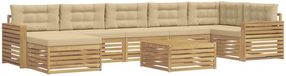vidaXL Buiten bankenset 8 st Wit en Beige