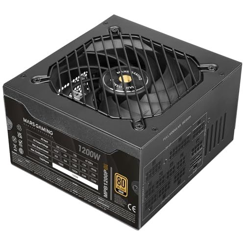 Mars Gaming MPB1200PSI 1200W Voeding, 80 Plus Gold, Full Modulair, Zwart