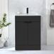 Hudson Reed Cluo Meuble salle de bain – 60 cm – Gris noir – Avec lavabo – Poignées invisibles noires