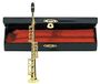 GEWA miniatuurinstrument - sopraansaxofoon van messing – goudkleurig gepolijst – lengte ca. 15 cm – decoratie-instrument in etui – cadeau-idee