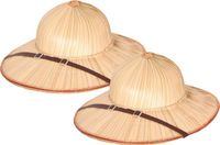 Funny Fashion Tropenhelm - 2x - safari helmhoed - bamboe - volwassenen - verkleed hoeden