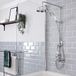 Hudson Reed Elizabeth Colonne de douche classique, montage apparent, 2 voies, thermostatique, avec pomme de douche ronde de 19 cm et douchette - Chrome et Blanc