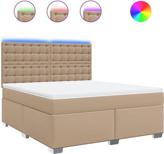vidaXL Boxspring met Matras - Kunstleer - Cappuccino - 180x200 cm