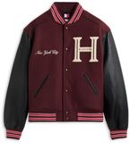 Tommy Hilfiger Heren Bomberjack Bordeaux Wol/Polyamide Maat L