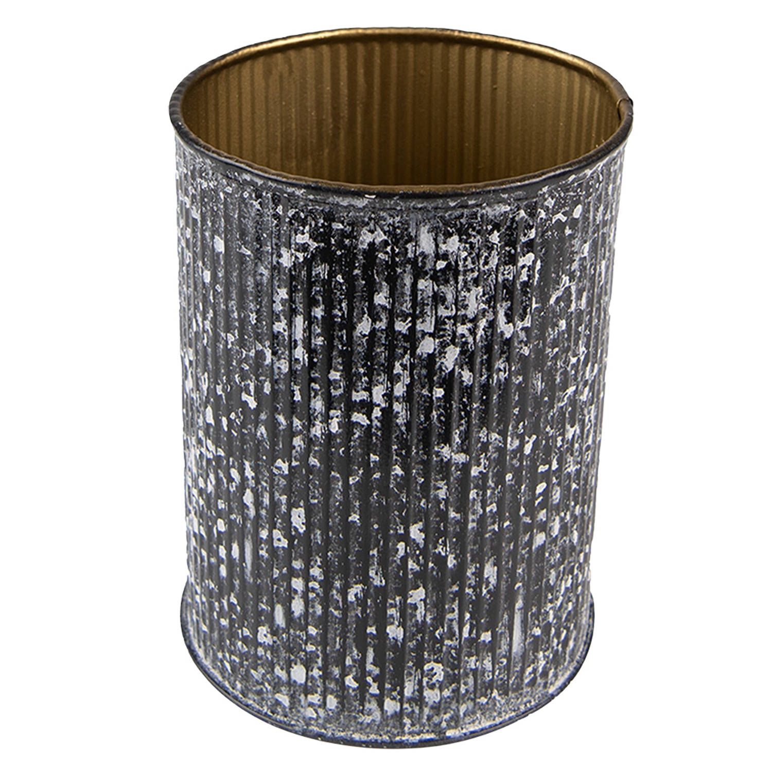 Clayre & Eef Waxinelichthouder Ø 9x12 cm Zwart Ijzer Theelichthouder