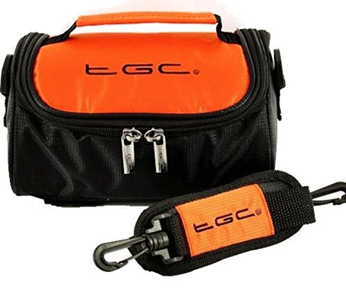 TGC Panasonic Lumix DMC-TZ80, DMC-TZ100, DMC-ZS60, DMC-ZS100 cameratas van ® met schouderriem en draaggreep (warm oranje en zwart)