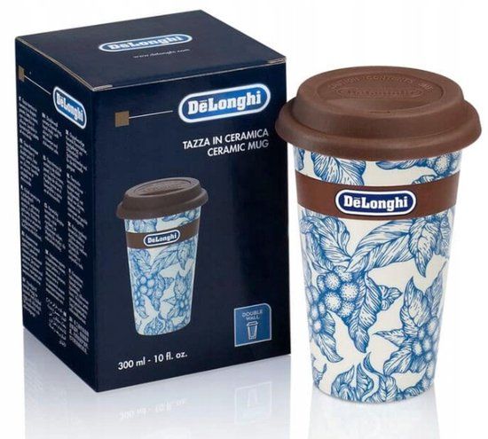 De'Longhi Keramische Thermobeker 300ml DLSC064 - Blauw Bloemendessin