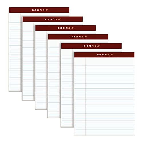 Tops Docket Gold - Schrijftablet - 8.5 x 11.75 inch - Wit - Smalle Lijn - 6 stuks