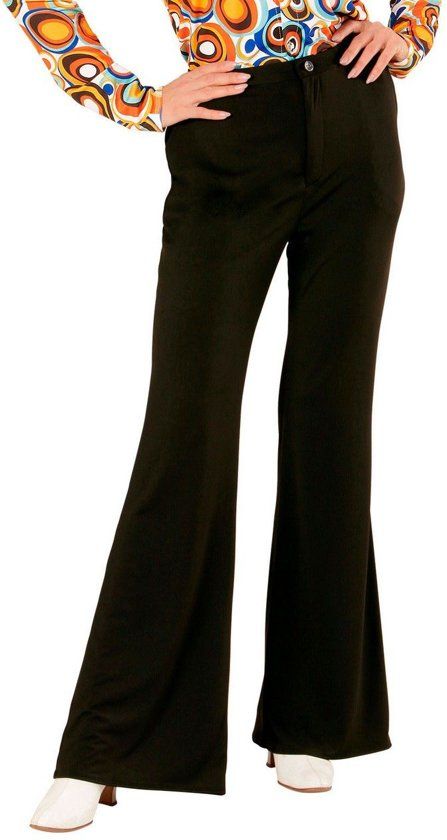 Widmann Hippie Kostuum Groovy Gwendolyn 70s Dames Broek Zwart S/M