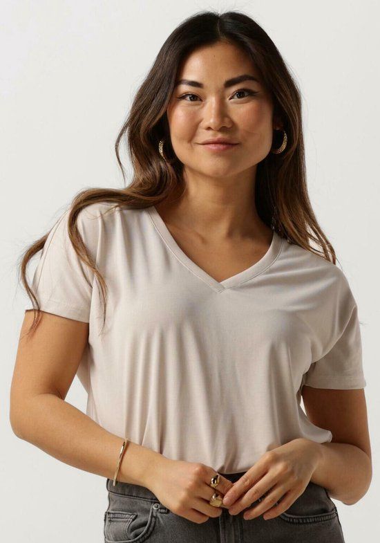 MSCH Copenhagen Mschfenya Modal V Neck Tee Dames - Shirt - Zand - Maat M/L
