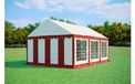 Tente de réception 4x6 m STANDARD – PVC 500 g/m², ignifuge, tubes en acier galvanisé Ø38 mm, jusqu'à 48 personnes - Rouge-blanc