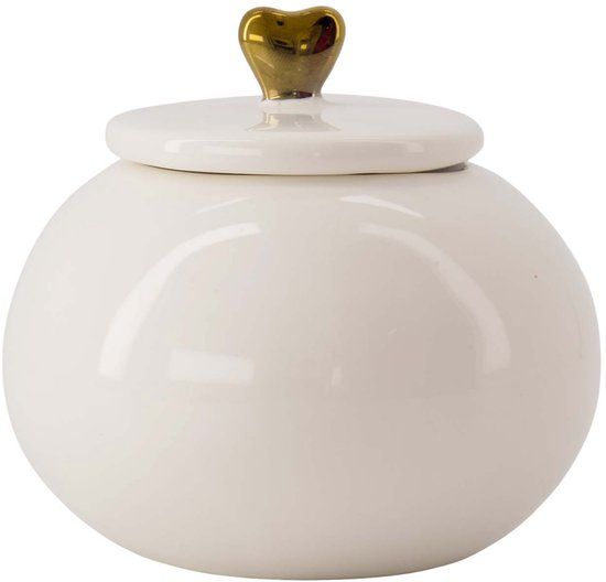 Zusss Bewaarpot Keramiek White / Gold