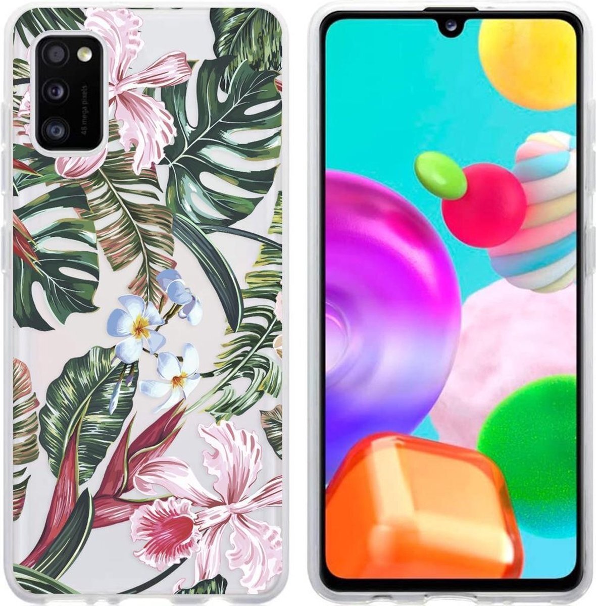 imoshion voor de Samsung Galaxy A41 hoesje - Jungle - Groen / Roze