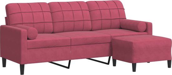 vidaXL Driezitsbank met voetenbank 180 cm fluweel wijnrood